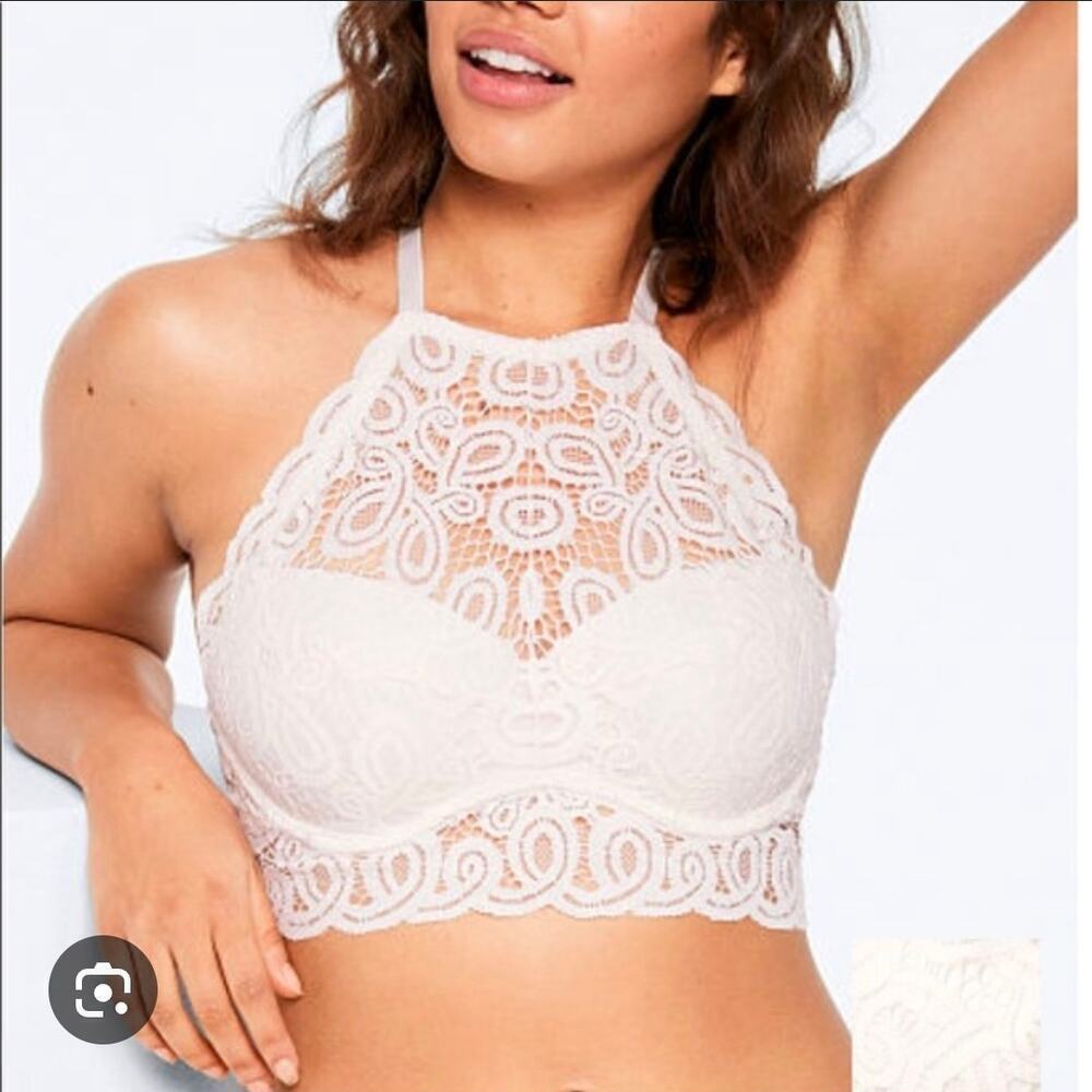 Pink bralette white push up Small